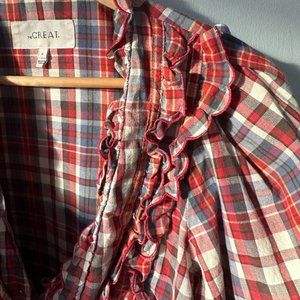 THE GREAT. Plaid Ruffled Autumn Blouse | 1/S